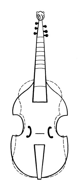 Рис. 1. Сплошная линия - очертание виолы, пунктирная - скрипки